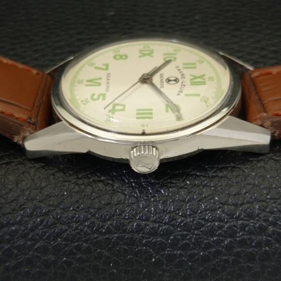 Vintage 1977 Favre Leuba Manual Mens Silver Watch W/Leather Strap - Picture 5 of 9